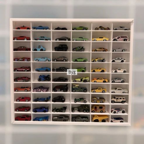 60 Compartments Hotwheels display white with Sliding cover