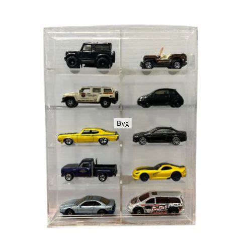 10 compartments Hotwheels organizer Transparent with sliding cover 1/64