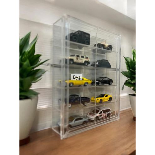 10 compartments Hotwheels organizer Transparent with sliding cover 1/64