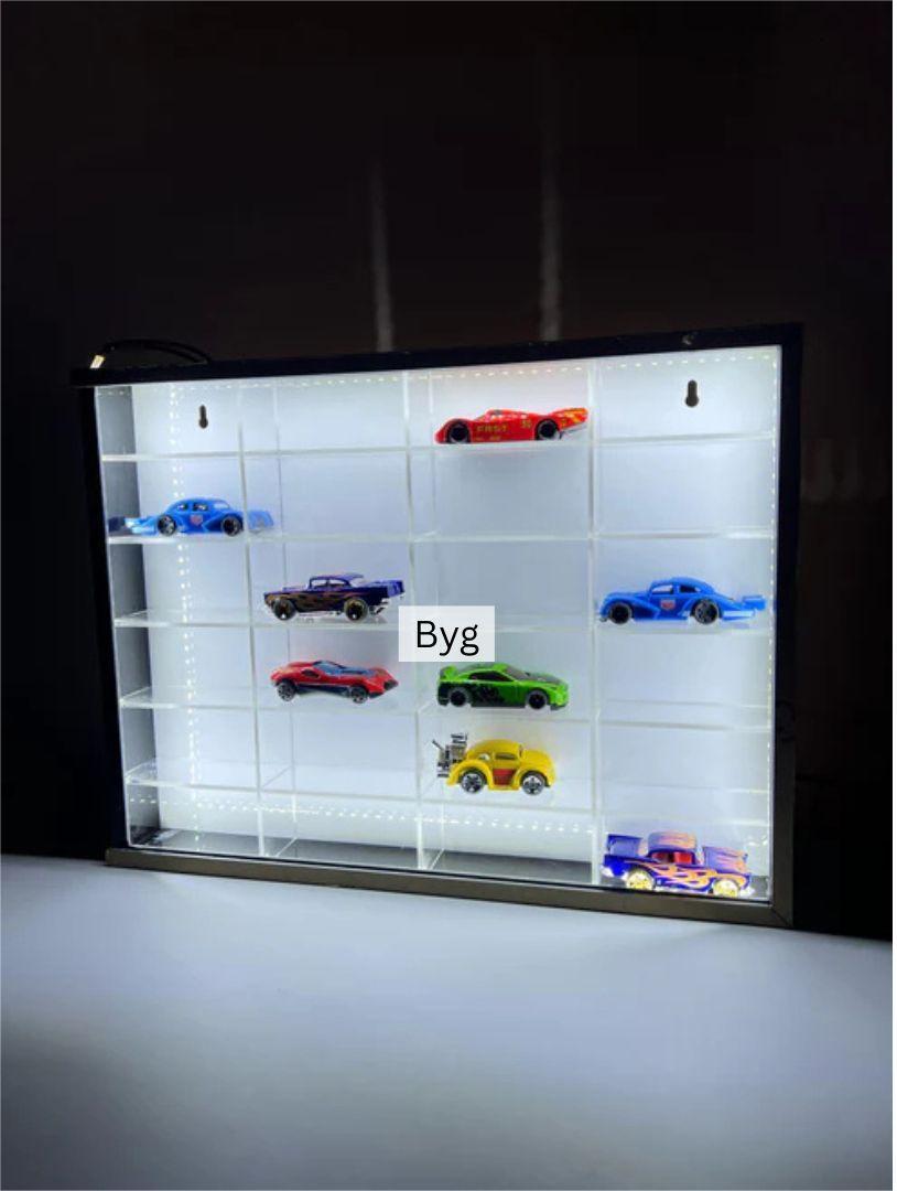 24 compartments Hotwheels organizer with Led Lights. 1/64