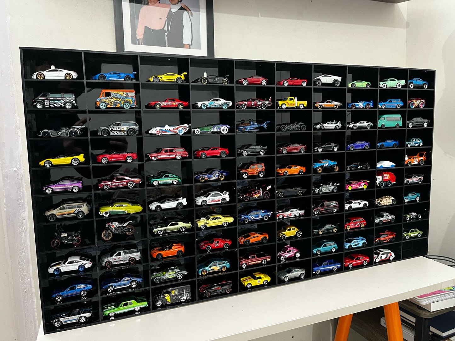 100 Compartments Hotwheels organizer Black 1:64 without cover