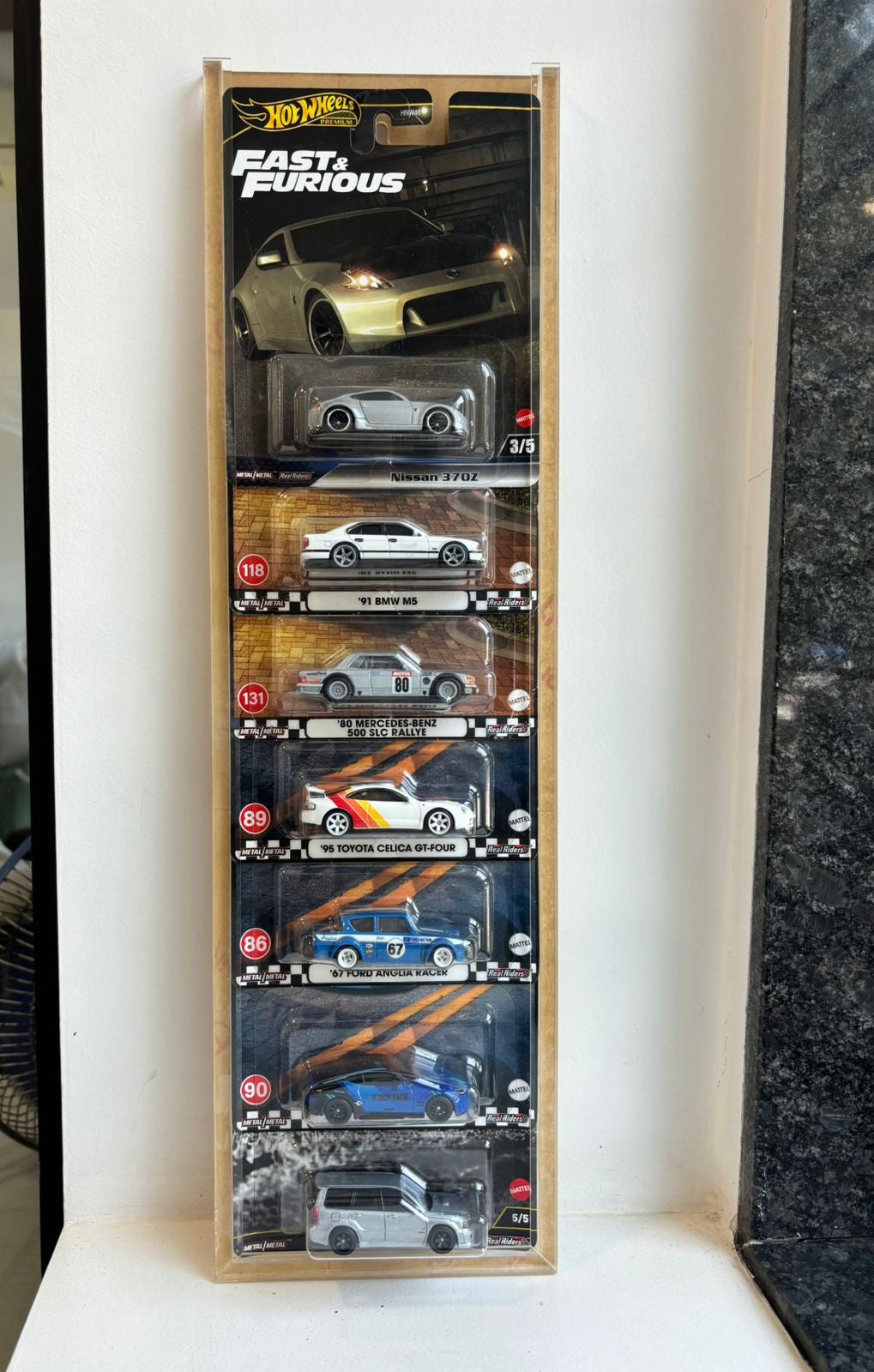 Wall Hanging Card Holder for 8 Mainline/Premium Carded Cars- Transparent