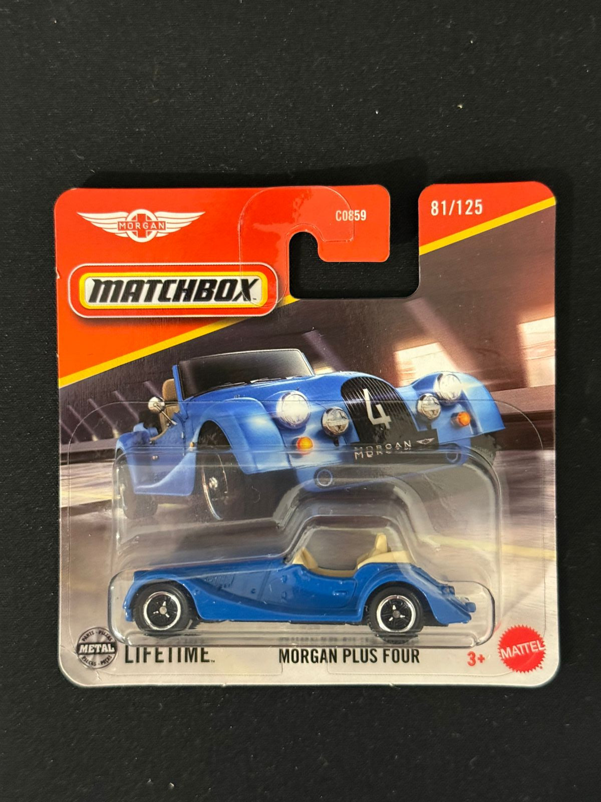 MATCHBOX- IMPORTED SHORT CARD- MORGAN PLUS FOUR