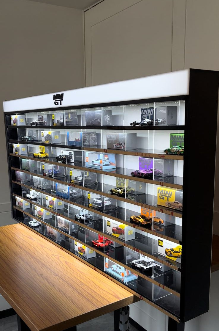 80 Compartments Display with Sliding Cover for 1:64 Scale Mini GT, CCA, Tomica- LED