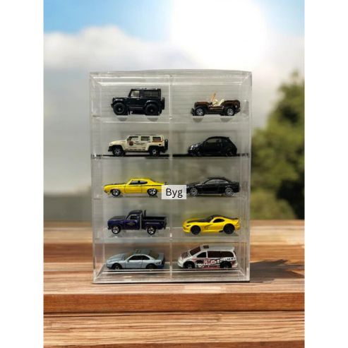 10 compartments Hotwheels organizer Transparent with sliding cover 1/64
