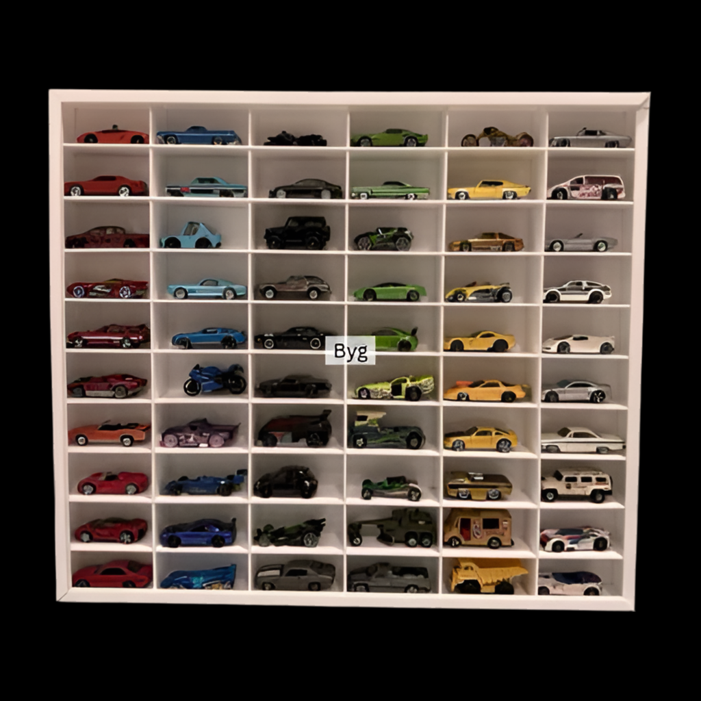 60 Compartments Hotwheels display white with Sliding cover