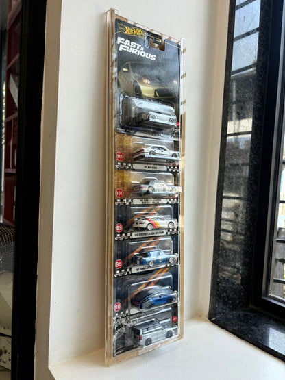 Wall Hanging Card Holder for 8 Mainline/Premium Carded Cars- Transparent