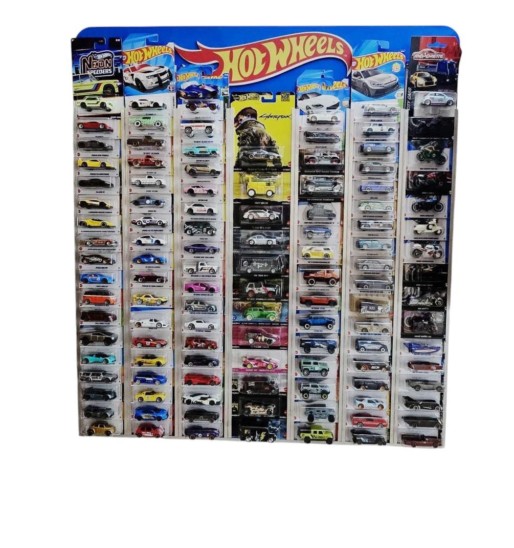 Wall Hanging Card Holder with Logo (Contains 114 Mainline & 14 Premium Cards)
Total capacity : 128 carded cars