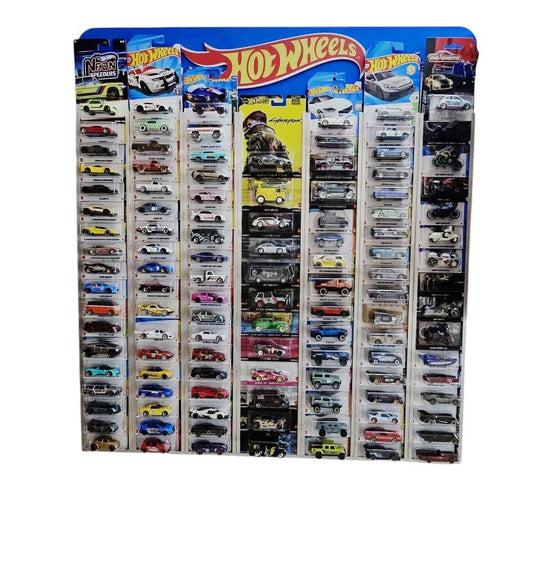 Wall Hanging Card Holder with Logo (Contains 114 Mainline & 14 Premium Cards)
Total capacity : 128 carded cars