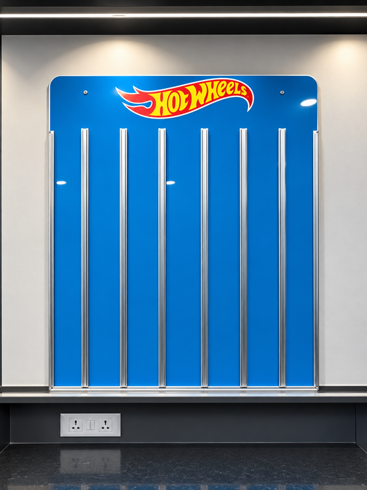Wall Hanging Card Holder with Logo (Contains 114 Mainline & 14 Premium Cards)
Total capacity : 128 carded cars