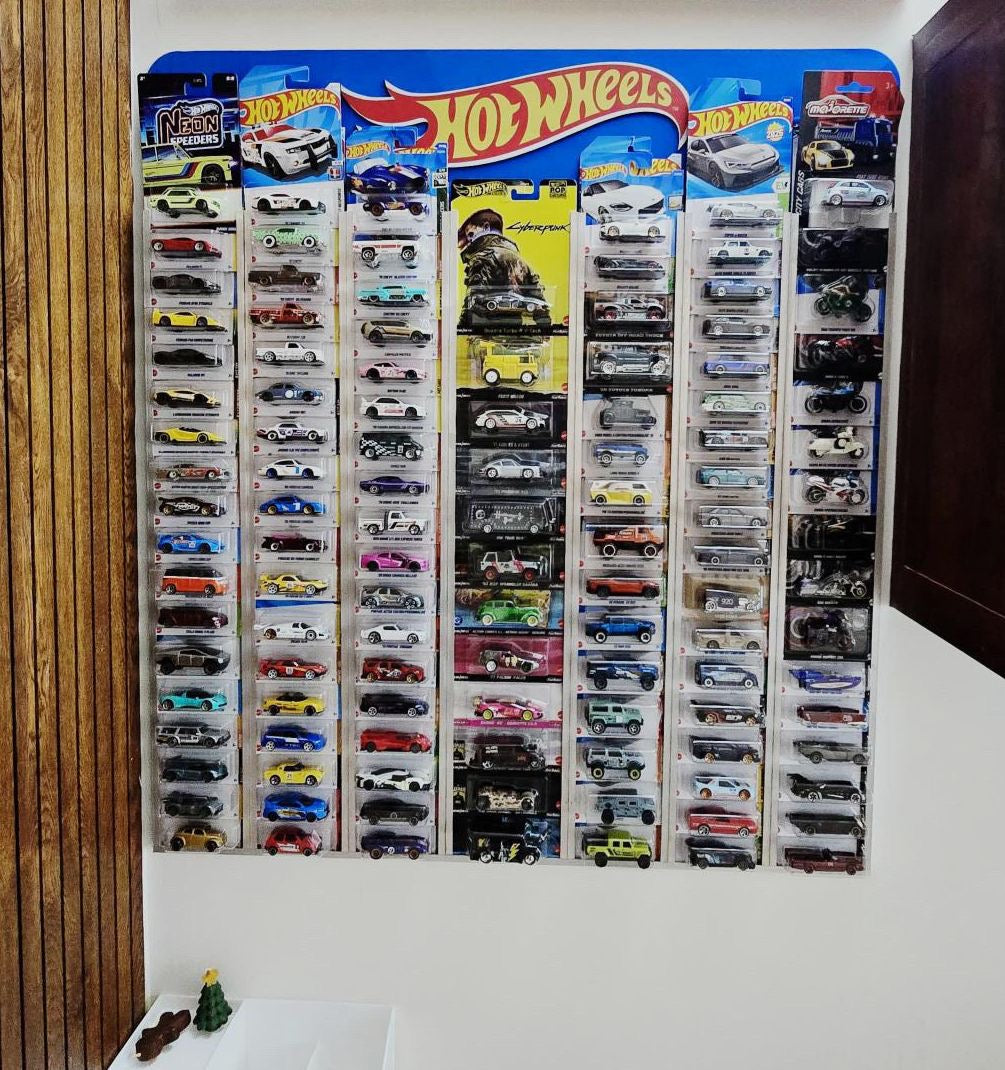 Wall Hanging Card Holder with Logo (Contains 114 Mainline & 14 Premium Cards)
Total capacity : 128 carded cars