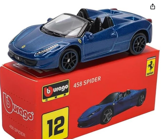 Bburago- Ferrari 458 Spider (Blue) 1:64 Scale