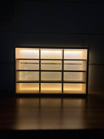 12 compartments Led Wooden Organizer for Hotwheels with sliding cover