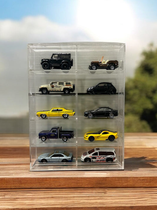 10 compartments Hotwheels organizer Transparent with sliding cover 1/64