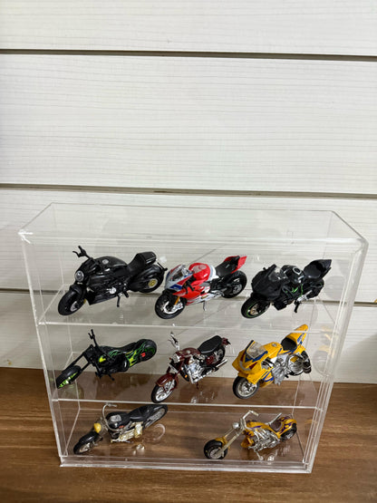 Transparent organizer for scale model Motor Bikes 1:18