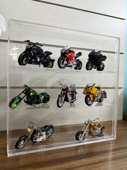 Transparent organizer for scale model Motor Bikes 1:18