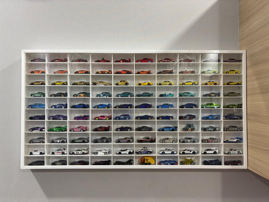 100 compartments Hotwheels organizer 1/64 white with cover