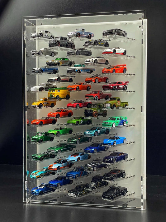 1/64 Diecast Car Display – 48 compartments | Magnetic Cover | Wall-Mount/Freestanding