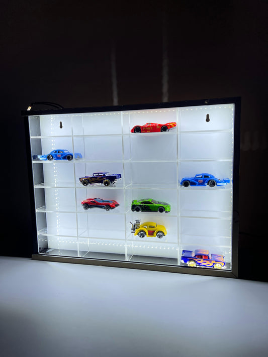 24 compartments Hotwheels organizer with Led Lights. 1/64