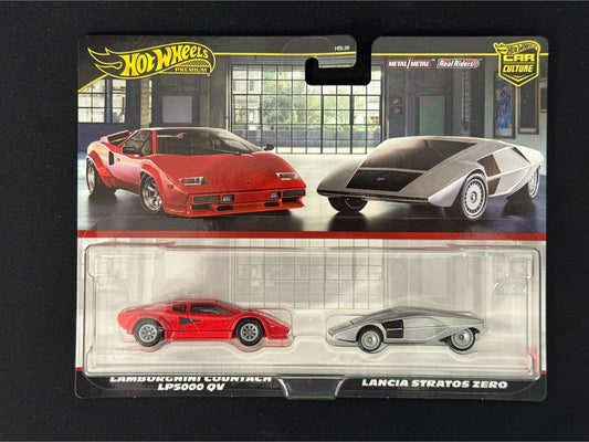 HOTWHEELS PREMIUM- CAR CULTURE- LAMBORGHINI STRATOS ZERO, COUNTACA LP5000QV (Imported)