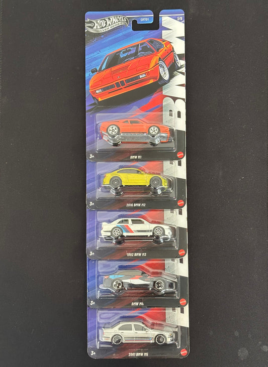 HOTWHEELS SILVER SERIES- BMW Pack of 5- BMW M1, BMW M2, BMW M3, BMW M4, BMW M5