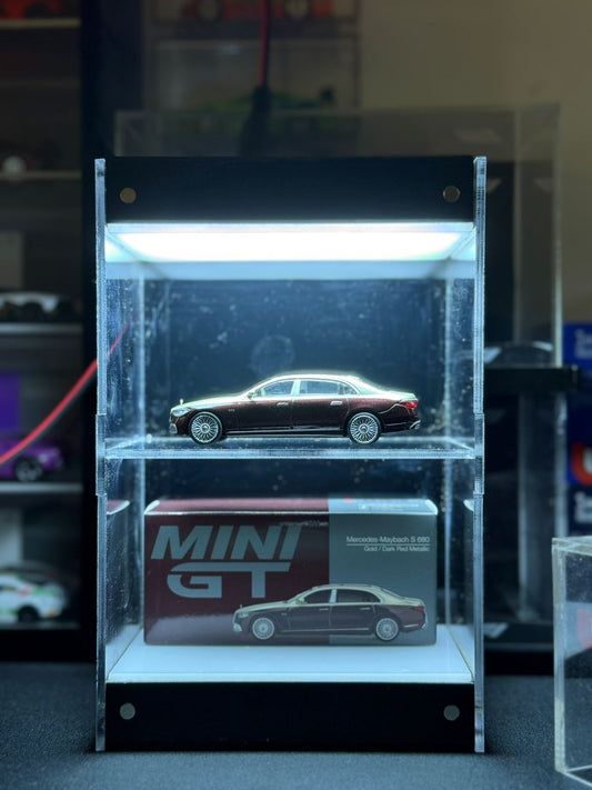 Single Car 1:64 display with Top led and Magnetic cover for MiniGT, Kaido House, Pop race, Hotwheels.