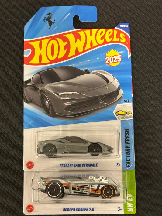 HOTWHEELS- PACK OF 2- FERRARI SF90 STARDALE, RODGER DODGER 2.0
