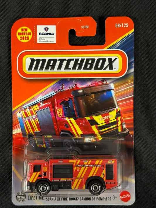 MATCHBOX- SCANIA XT FIRE TRUCK/ CAMION DE POMPIERS