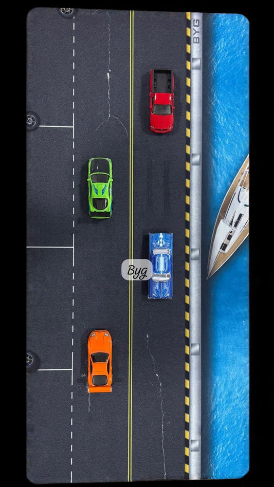 Beach Drive - PARKING Rubber MAT (60cm x 30cm )  Suitable for Hotwheels ( scale 1:64)