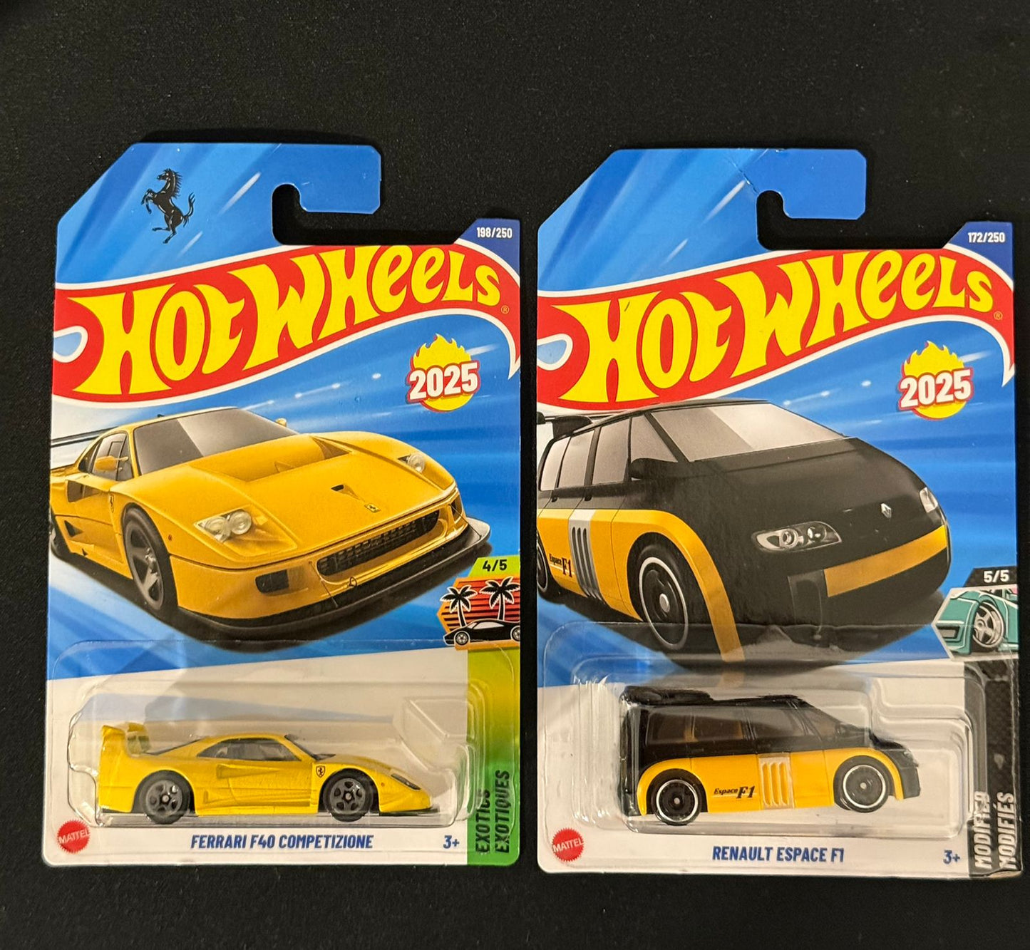 HOTWHEELS- FERRARI F40 COMPETIZIONE, RENAULT ESPACE F1