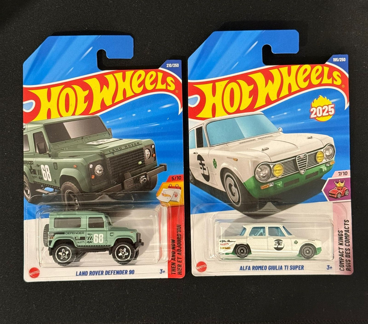 HOTWHEELS- LAND ROVER DEFENDER 90, ALFA ROMEO GIULIA T1 SUPER