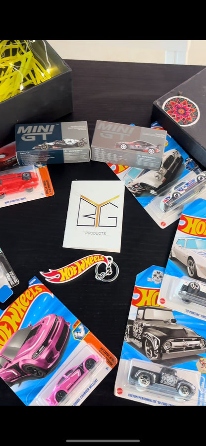 Gift Hamper- Double layer Mini GT LED display + 4 Hotwheels ( Random ) + Hotwheels keychain