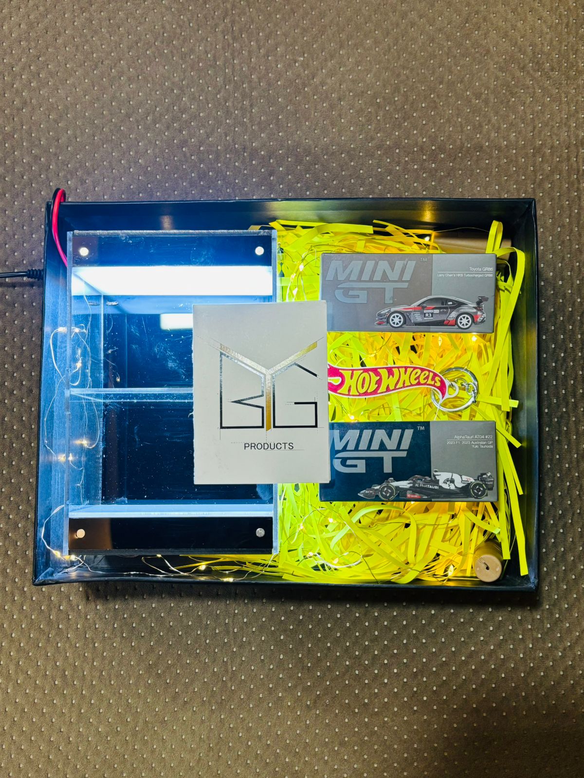 Gift Hamper- Double layer Mini GT Led display + 2 Mini GT random cars with box