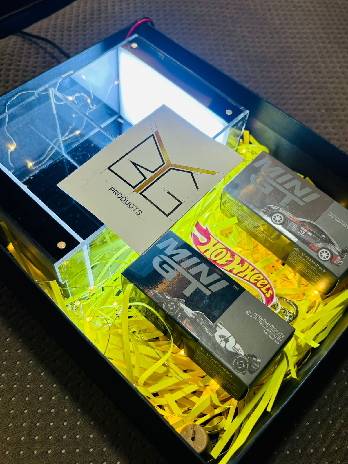 Gift Hamper- Double layer Mini GT Led display + 2 Mini GT random cars with box