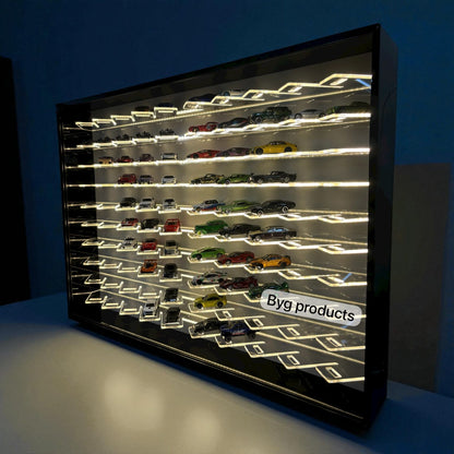 100 Cross Display with Sliding Cover for 1:64 Scale Cars- LED