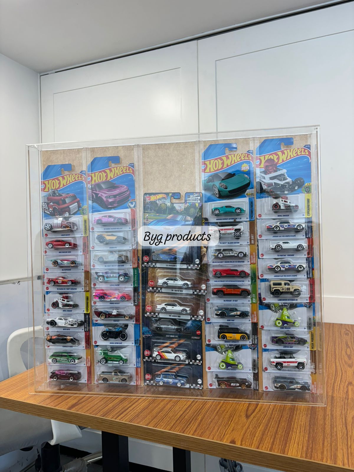 Wall Hanging Card Holder with Dust Protector for 40 Mainline & 10 Premium Carded Hotwheels/Matchbox- Transparent
