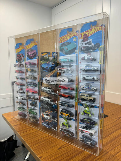 Wall Hanging Card Holder with Dust Protector for 40 Mainline & 10 Premium Carded Hotwheels/Matchbox- Transparent