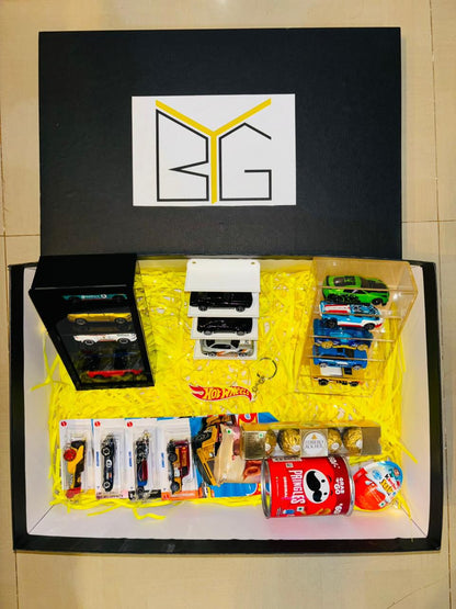 Hamper box  5 compartments display box  x 2  10 Random Hotwheels  Keychain Chocolates