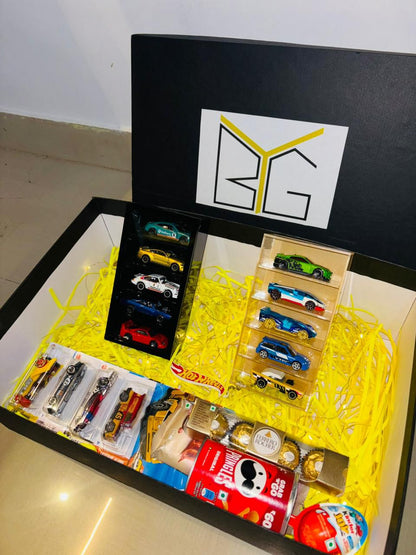 Hamper box  5 compartments display box  x 2  10 Random Hotwheels  Keychain Chocolates