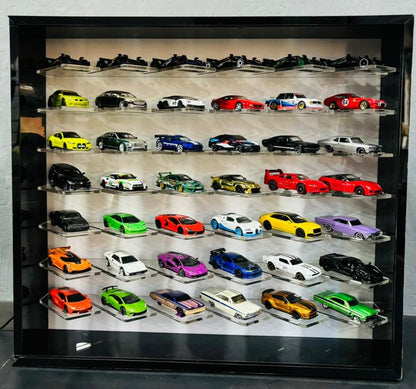42 Cars Cross Display with Sliding Cover for 1:64 Scale Cars- LED