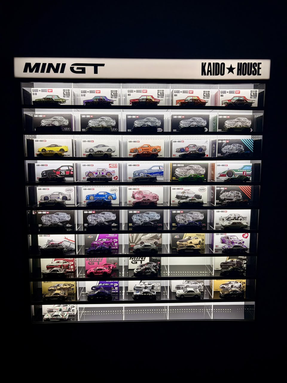50 Compartments Display with Sliding Cover Kaido House×Mini GT for 1:64 Scale Kaido House- LED