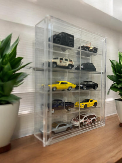 10 compartments Hotwheels organizer Transparent with sliding cover 1/64