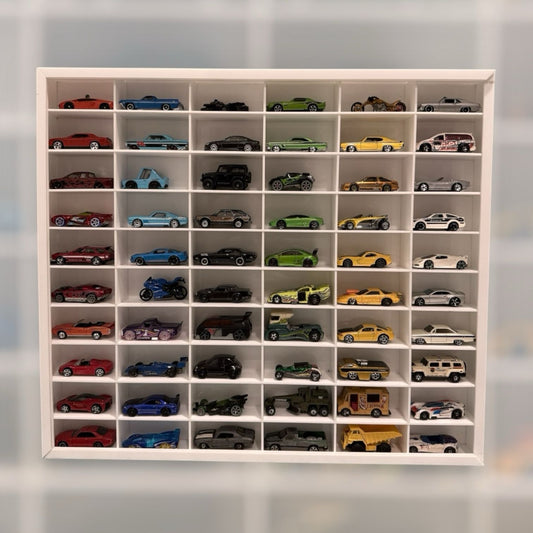60 Compartments Hotwheels display white with Sliding cover