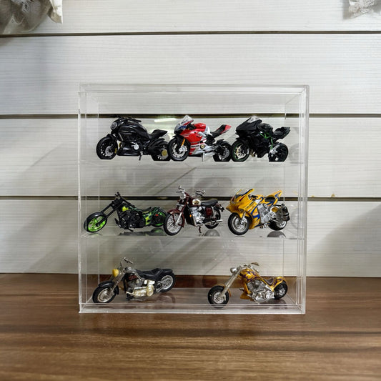 Transparent organizer for scale model Motor Bikes 1:18