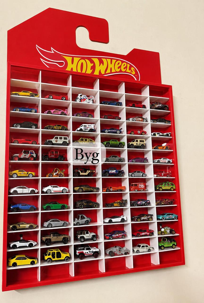 78 Compartments Display with Sliding Cover, Hotwheels Banner for 1:64 Scale Cars