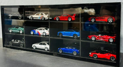 12 Compartments Display with Sliding Cover for 1:64 Scale Cars- Transparent