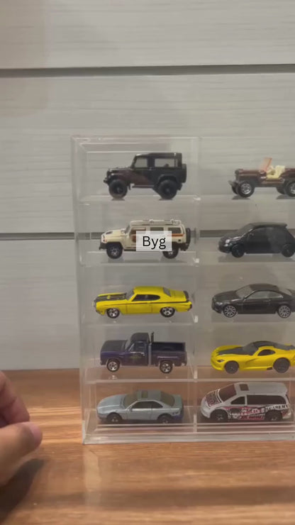 10 compartments Hotwheels organizer Transparent with sliding cover 1/64