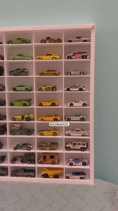 60 Compartments Hotwheels display white with Sliding cover