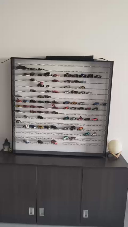 200 Cars Cross Display with Sliding Cover for 1:64 Scale Cars- LED