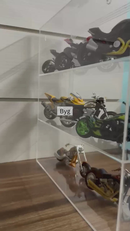 Transparent organizer for scale model Motor Bikes 1:18